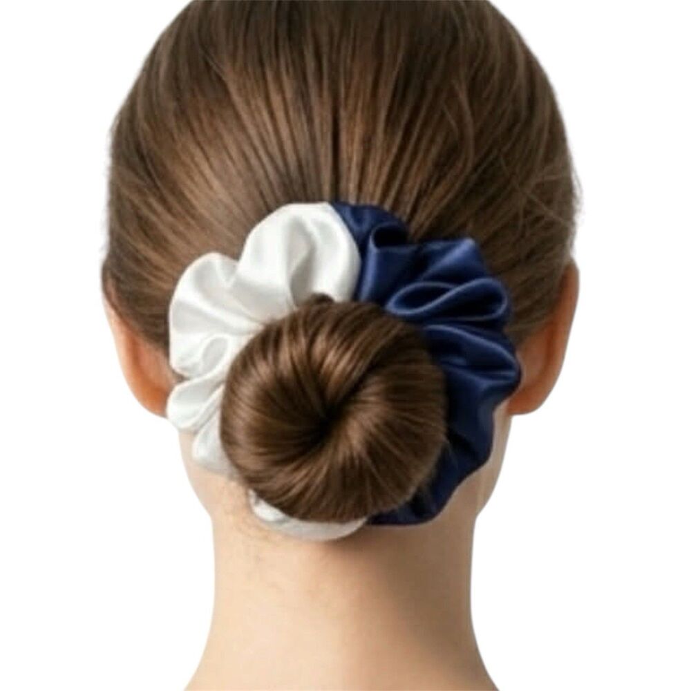 Luxury Blue/ Silver Satin Scrunchie Handmade – Hair Accessory - Picture 3 of 16